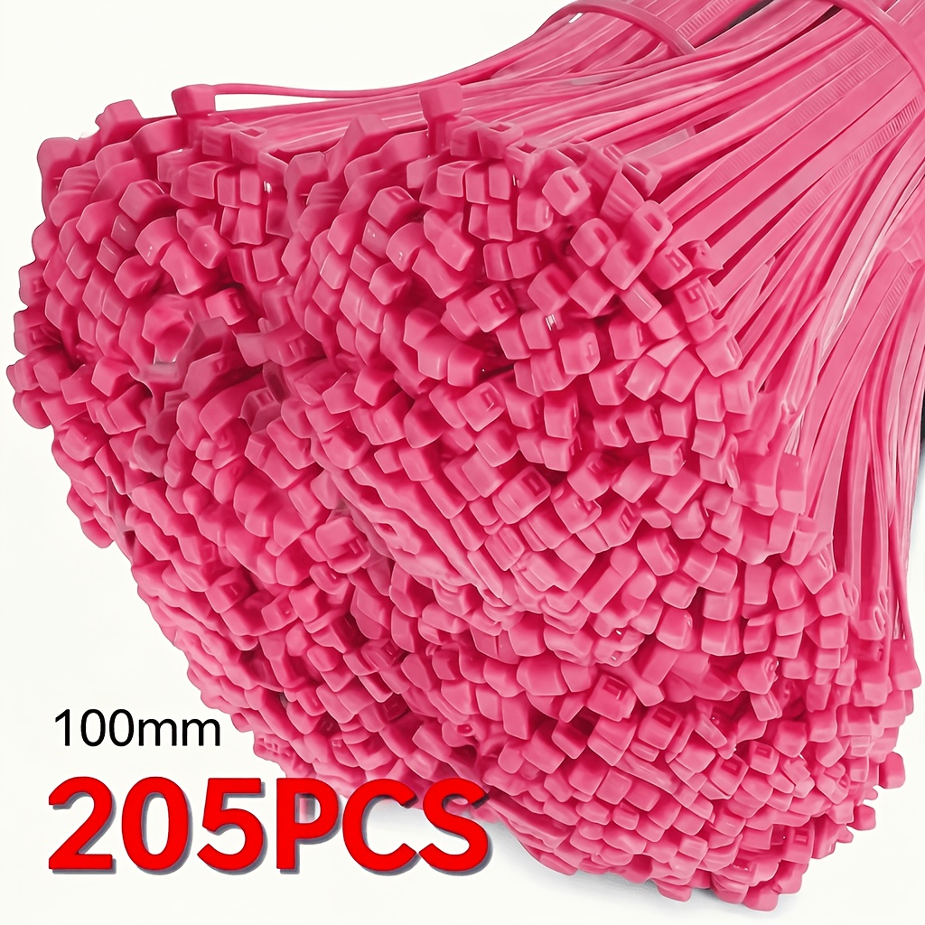 TEMU 205 pezzi di stringicavo in nylon rosa, 100 mm/4 pollici x 3 mm, autobloccanti per giardino per supporto piante, viti e , robusti elementi di