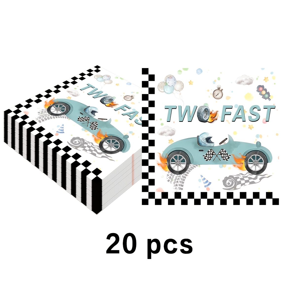 TEMU 20 pièces Serviettes de Fête Jetables Thème Anniversaire 2e Anniversaire Course Bleue 16,5 pouces*16,5 pouces, 2 Plis, Lot de 20 Serviettes de