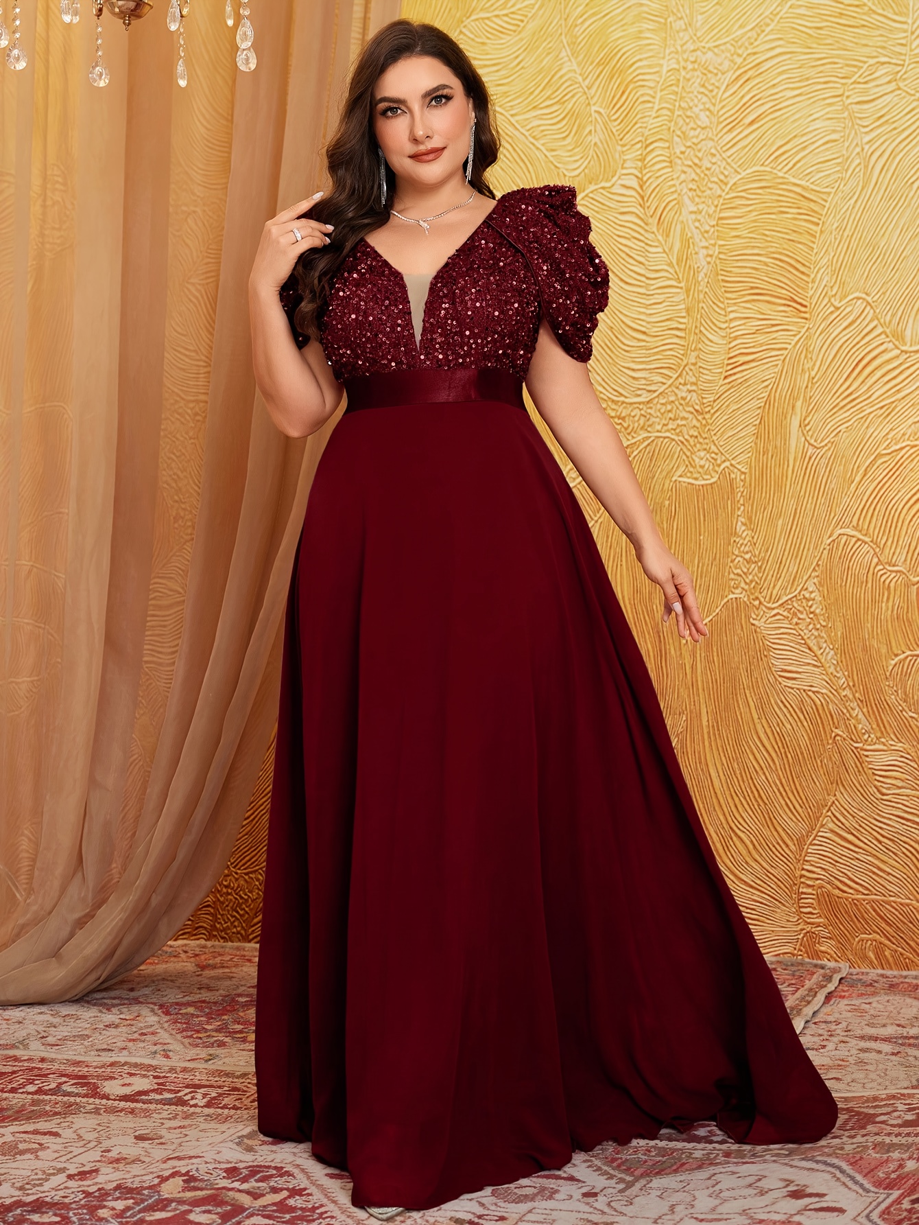 slim fit dress slacks Ever-Pretty See-Through Chiffon Puff Long Sleeve Brides Mom Dress main image 1