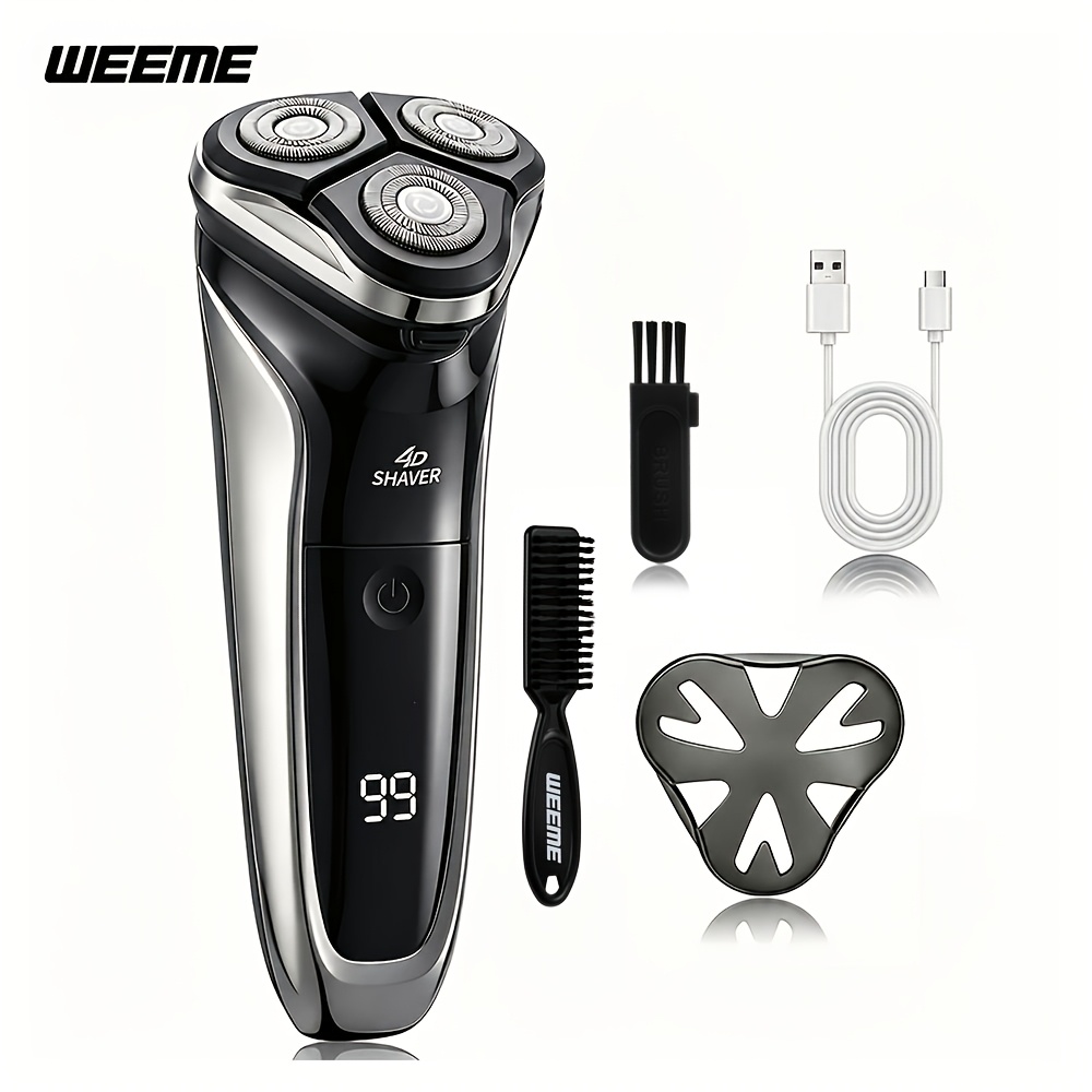 TEMU Weeme Men's Electric Rotating Shaving Razor, With Led Display, 4d Head, Usb Rechargeable Portable Shaving Razor, For Clean Shaving. It's For