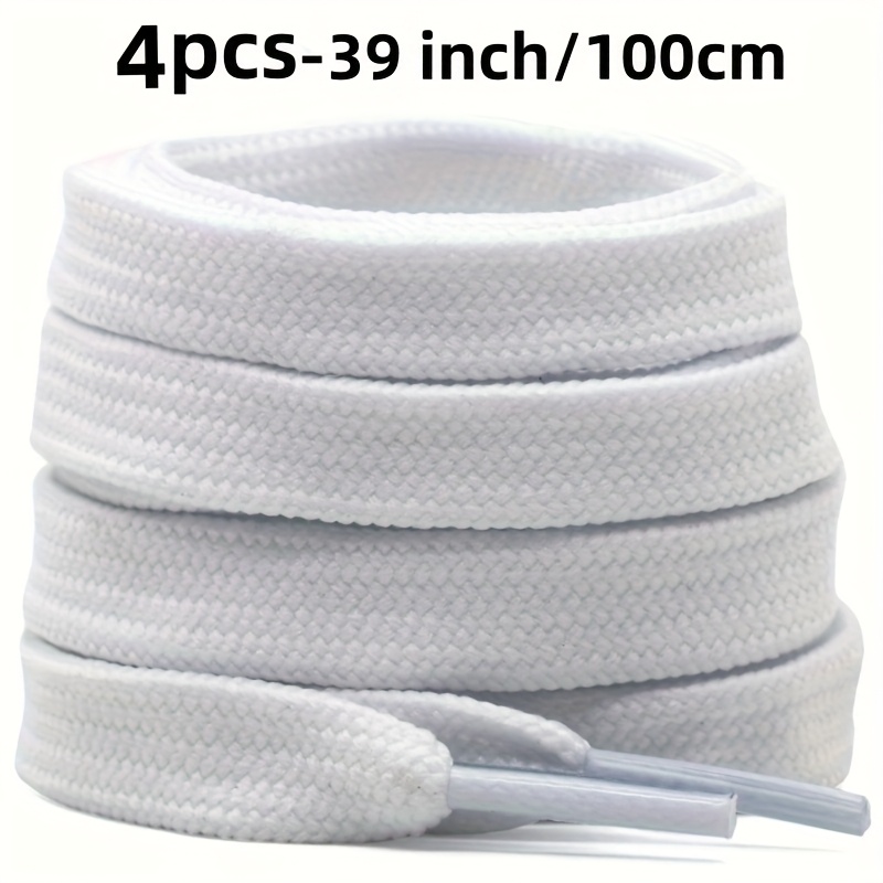 TEMU 4pcs Polyester Double Flat Sneaker Laces, Durable Shoe Laces For Sports, Running, Sneakers, And Boots, Spare Replacement Shoelaces, Black And