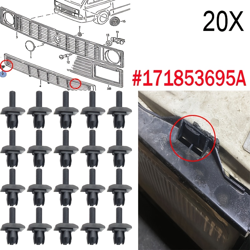 20pcs 171853695a Front Bumper And Trim Fastener Front Grille Or Slam Panel Clips For T25 Golf Mk1 Caddy
