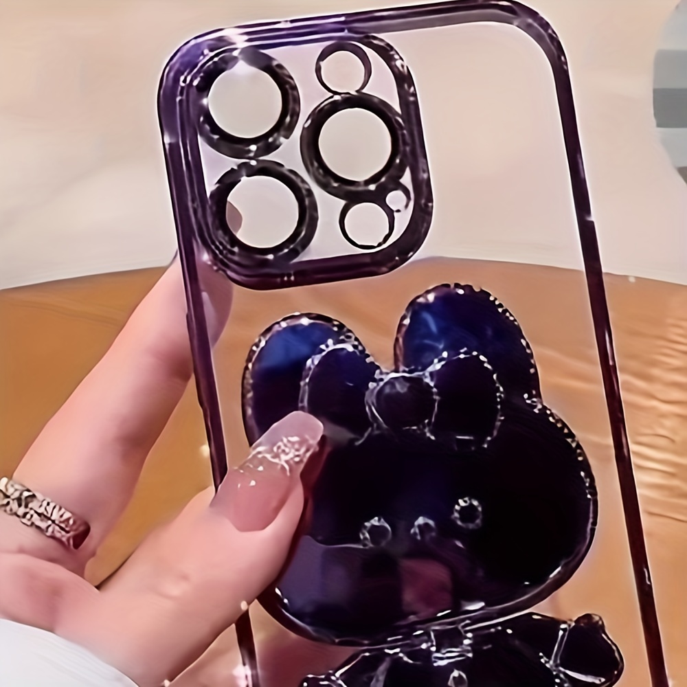 1 Deluxe Electroplated Case For IPhone 15/14/13/12/11Pro Max Plus, Romantic - Cute Bunny Phone Holder And Hidden Holder - Shockproof Ultra-thin Protection, Easter - Valentine's Day Gift