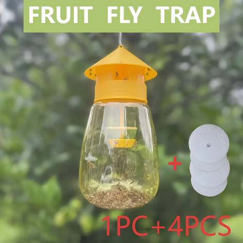 1 insect catching bottle 4 reusable sponge pieces a fruit fly trap non toxic no electricity required suitable for vegetable gardens and horse it traps flies bees flying insects and pests using physical