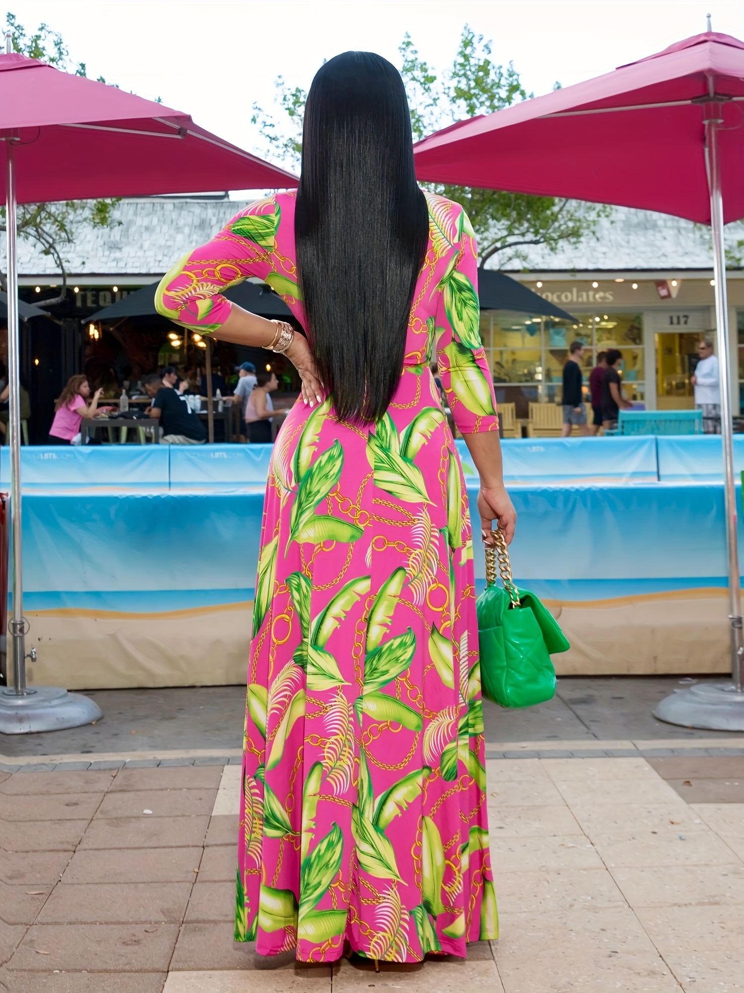 Wrap Dress Long Sleeve Flowy Summer Dresses Womens Elegant Tropical Print Cross Neck Wrap Dress Long Temu Nigeria