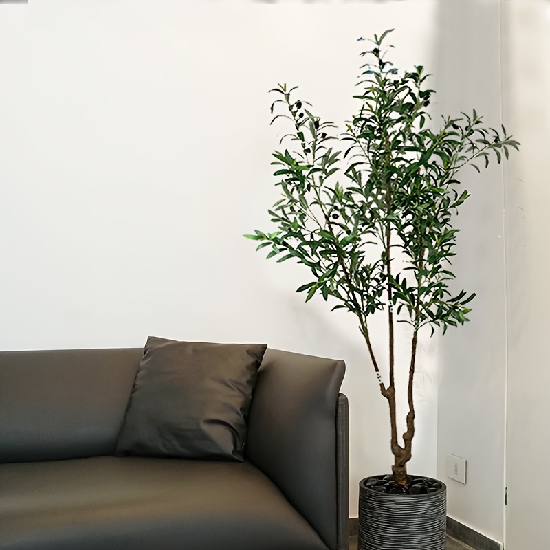 6FT/180CM Synthetic Olive Tree - Potted Imitation Olive Tree for Home Office, Living Room, Bathroom, Bedroom, And Entrance Decor - Large Faux Olive Plant with Realistic Trunk, Branches, Fruits, And Leaves for Outdoor Decoration