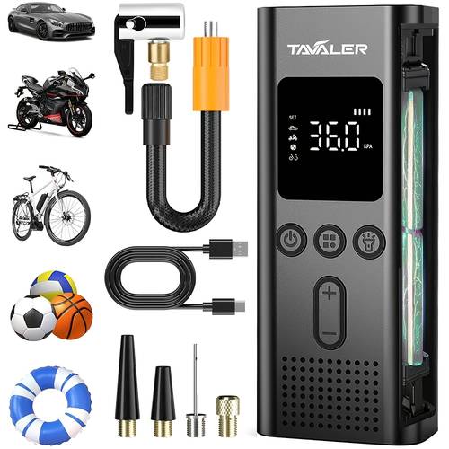 2026 neuer voreinstellbarer luftdruck-reifenfüller - wiederaufladbarer, allzweck-tragegerät, -überwachung, -schutz, lcd, led, komplettes zubehör, luftschaufel & kabel für auto, motorrad, fahrradreifen, ballons, bälle