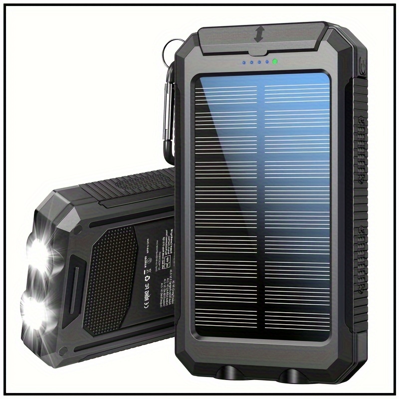 

Large-capacity Solar Power Bank, Essential Outdoor Emergency Light, Portable, With Cord, 4-port Large-capacity Power Bank For Fast Charging, Outdoor Camping/sos/flash/powerful Flashlight