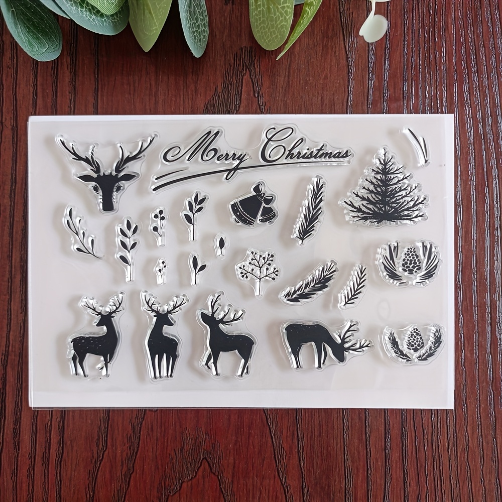 Christmas Theme Winter Reindeer Christmas Tree Christmas Bell Pine Branches Clear Stamps/seal For Diy Scrapbooking Card Making Album Decorative Seal Craft