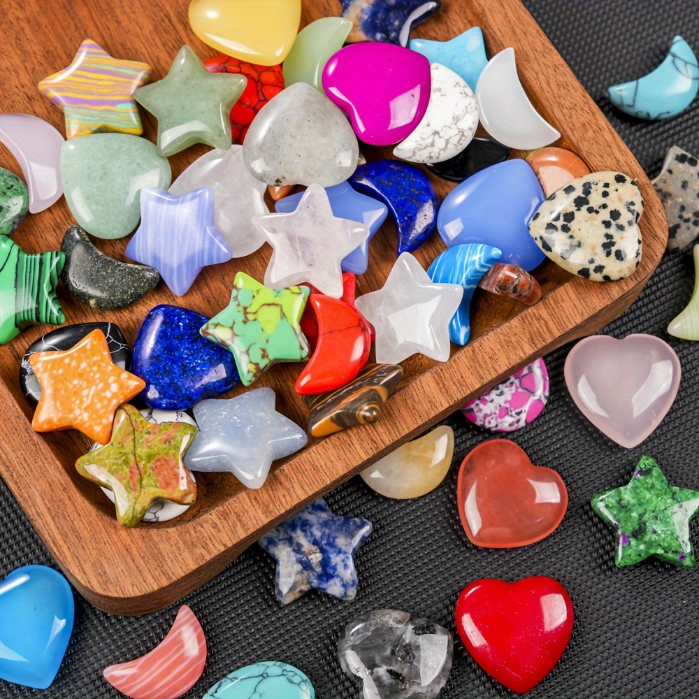 

54pcs Mixed Stones Bulk Heart & Shaped Crystal Stones Tiny Crystals Assorted Thumb Quartz Crystal Stones For Diy, Bracelets Necklaces Earrings Jewelry Making