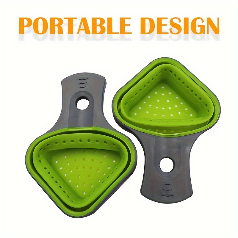 Easy-Clean Silicone Colander With Handle - Foldable, Space-Saving Kitchen Strainer For Pasta & More