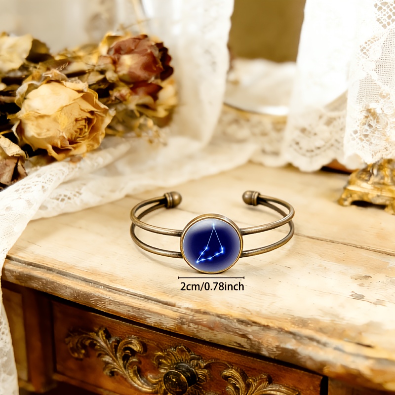 Antique Cyan Double-Layer Adjustable Opening Bracelet, Starry Sky Design