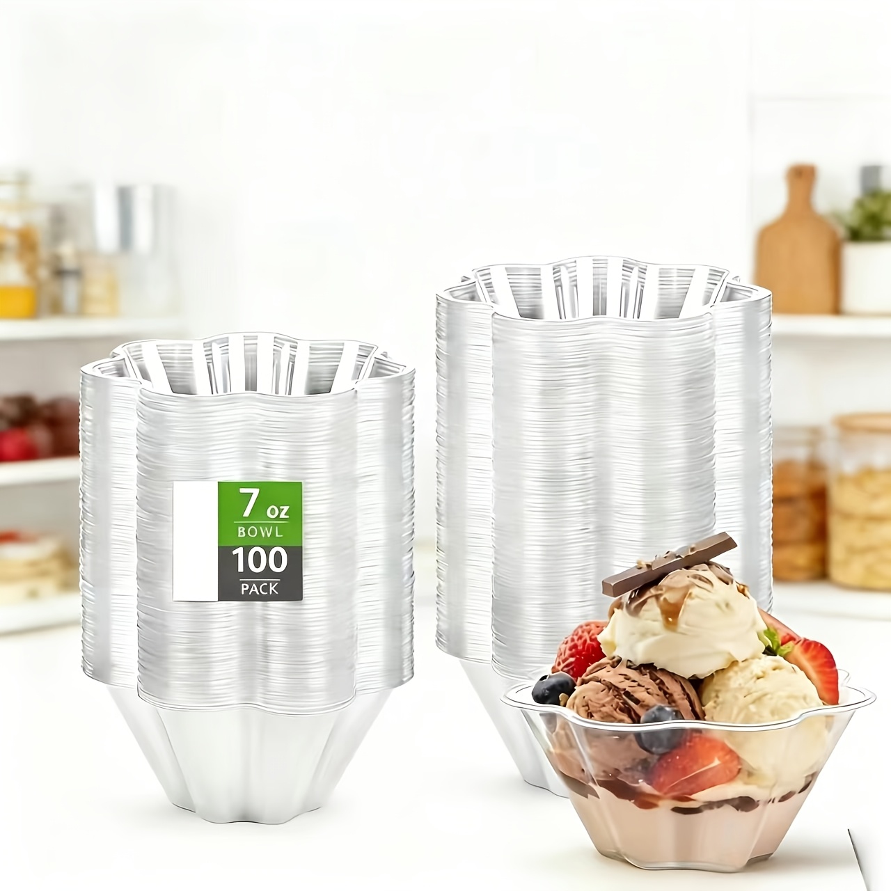 imagen del artículo jarras hexagonales con forma de  , 100 unidades - vasos transparentes para postres, ideales para pasteles, pudines, frutas, ensaladas - cuencos elegantes para postres,   para fiestas,      
