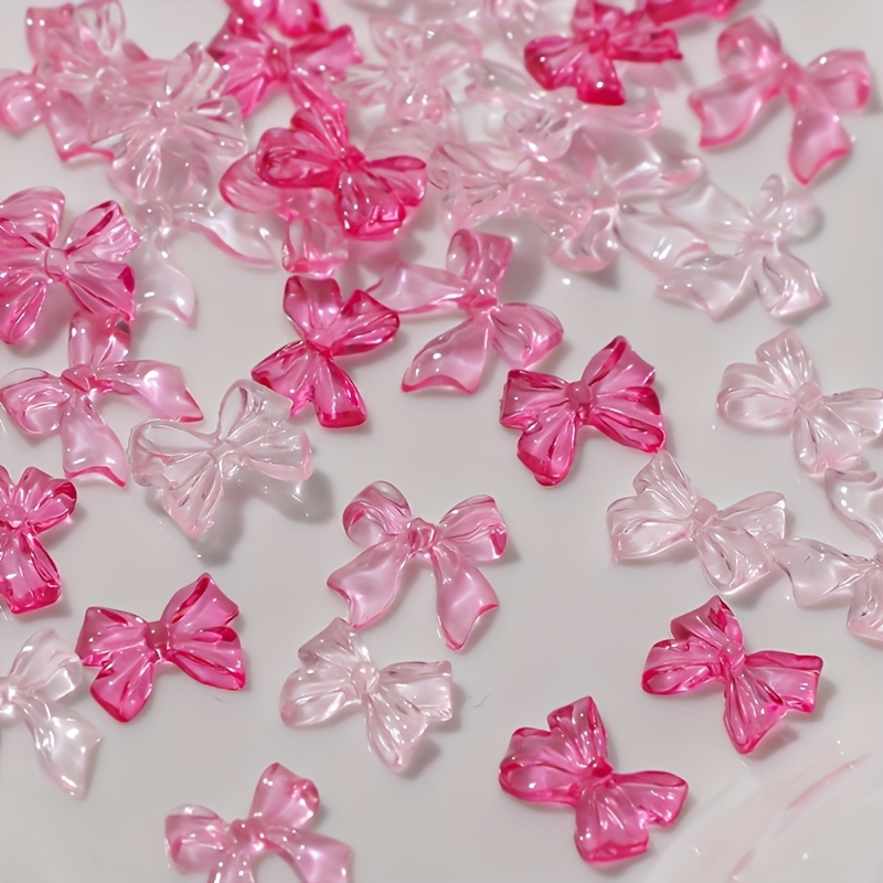 

100pcs Butterfly Nail Art Charms, Transparent & Pink , Unscented Manicure Decor For Diy Nail Crafting