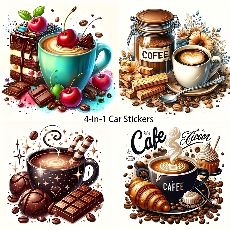 

Stickers Featuring A Coffee Theme, Diy Projects, Made From Vinyl And Easily Removable.