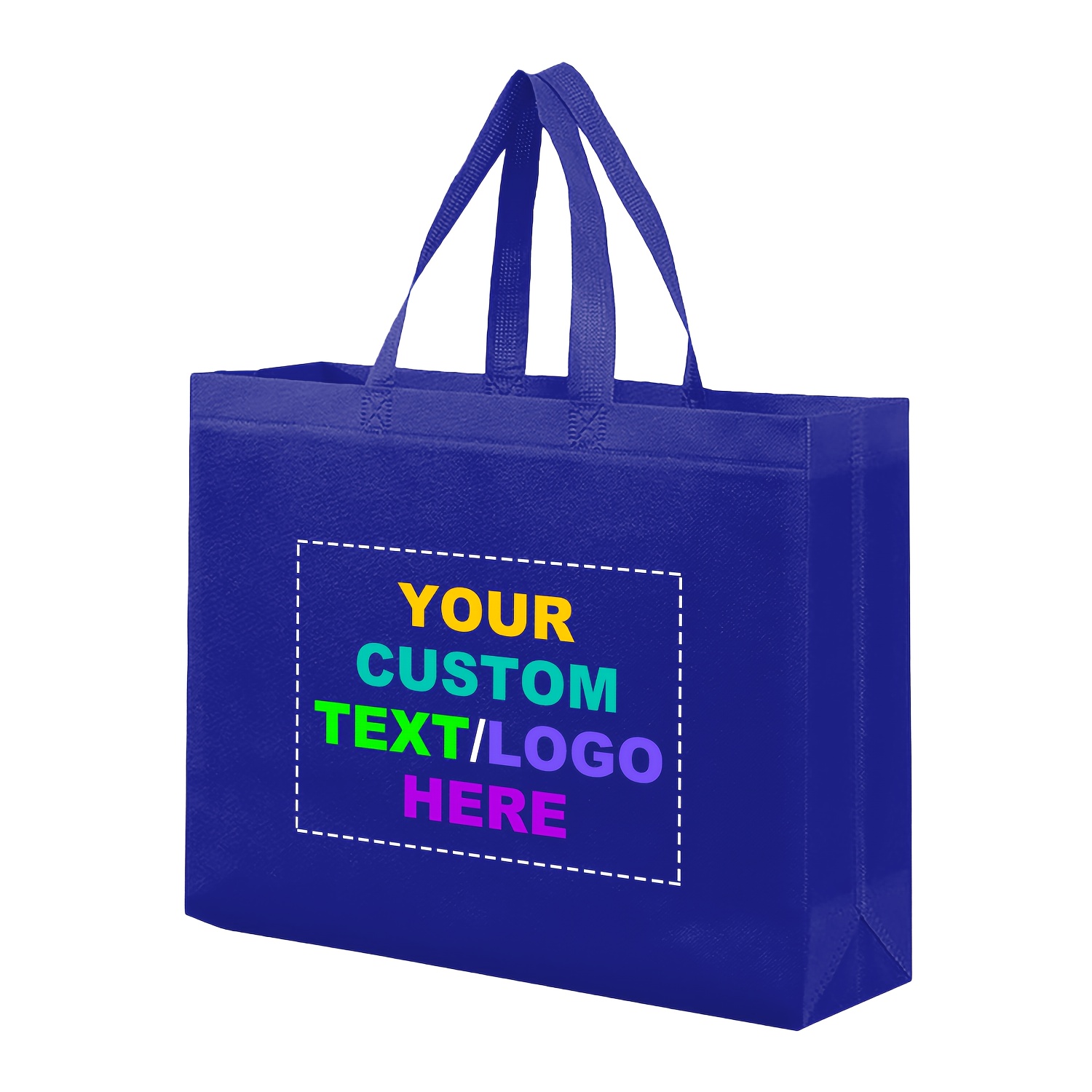 

50pcs Customizable Non-woven Fabric Gift Bags - Personalize With Your Text, Logo, Or Image - Blue Tote Bags For Jewelry And Accessories Packaging