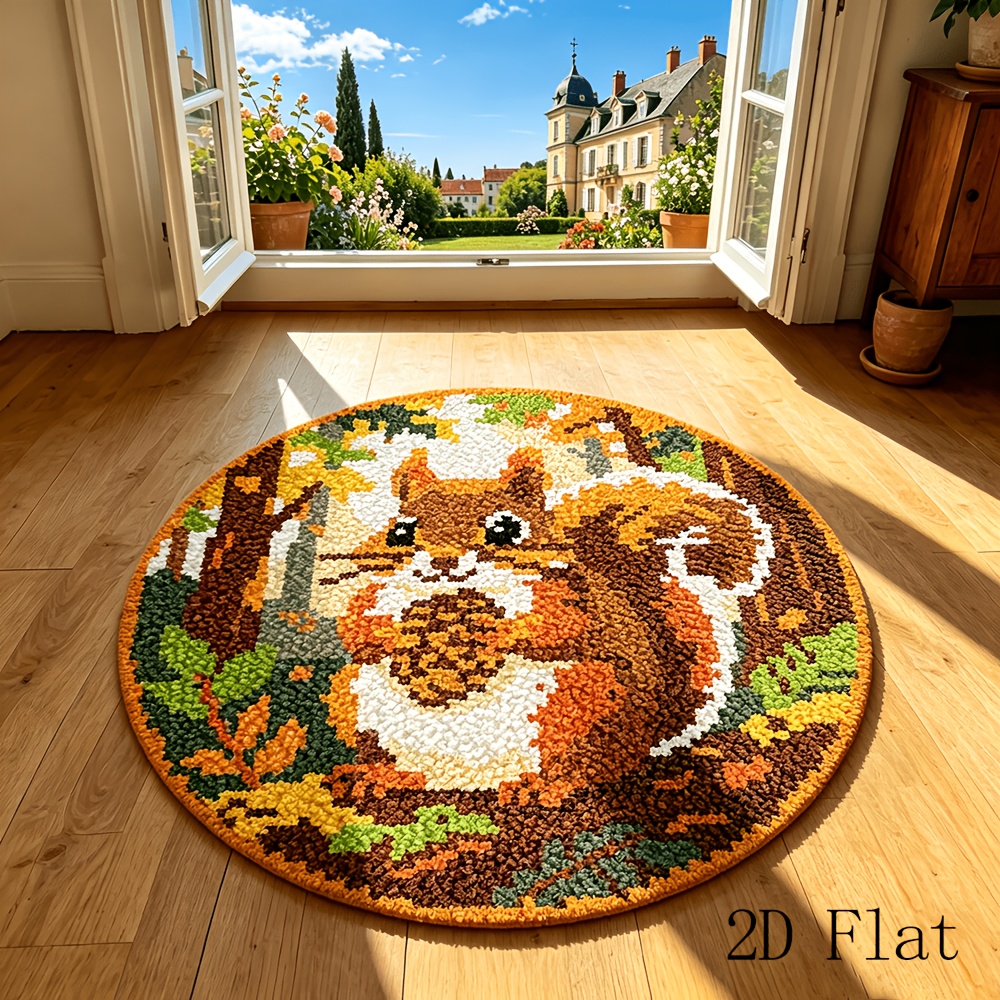 DIY Crochet Carpet Patchwork Kit with Squirrel & Dragonfly Patterns