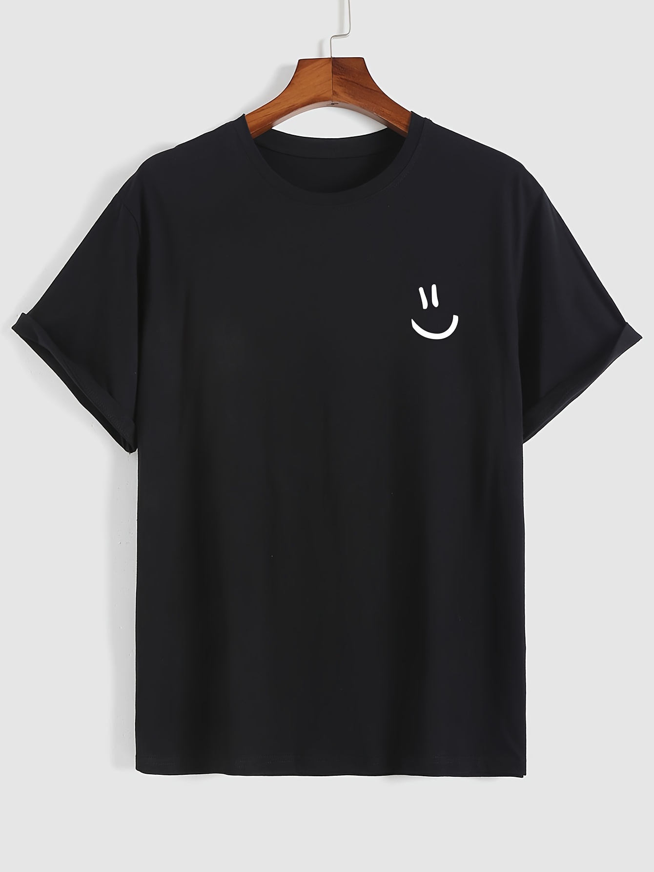 Men's 100% Cotton White T-Shirt with joyful Face Print - Minimalist Round Neck Short Sleeve Casual Casual Attire, Soft Breathable Fabric, Left Chest joyful Face Design, Minimalist White Tee for Men, Versatile for Casual & Formal Outfits, Hand Washable, Regular Fit, Plain White with joyful Face Graphic, Smooth Texture, No Stretch Fabric, Basic Style for Layering, Suitable for Casual Attire, Round Neck T Shirt for Men, T Shirt for Men High Quality, Funny T Shirts,
