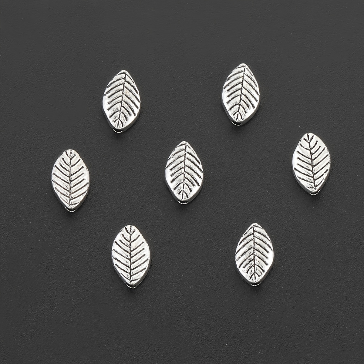 Image of 50pcs Vintage-inspired Alloy Leaf Spacer Beads For Making - Ideal For Necklaces, Bracelets, Phone Cases & Hair Accessories