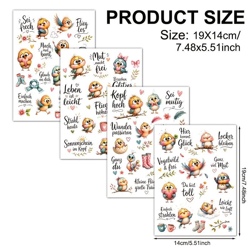TEMU 4pcs Set, -themed Pattern, Uv Dtf Waterproof And Scratch-resistant Vinyl Material, Suitable For Diy Crafts, Cups, Bottles, Laptops, Home Decor,