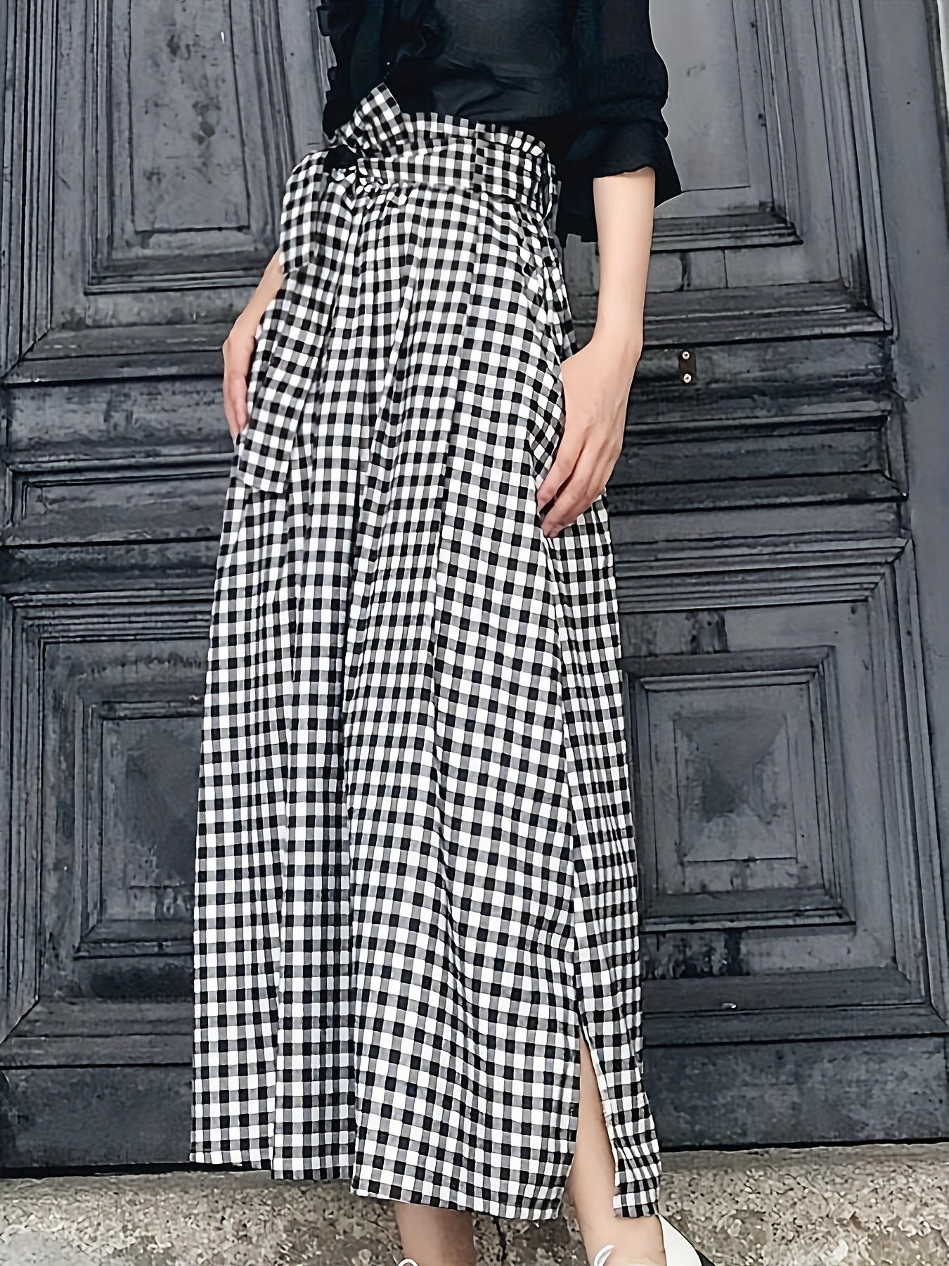 vintage inspired high waist a line skirt bow detail Temu United