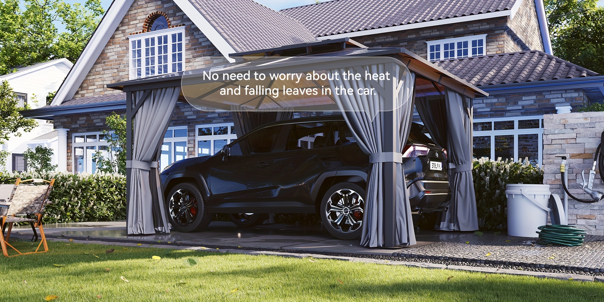 14'x12' Hardtop Gazebo for Patio, Outdoor Aluminum Gazebo with Double Roof, Curtains & Netting, Weather-Resistant Permanent Pavilion, Backyard Patio Furniture for Garden, Lawn, Deck (Gray)