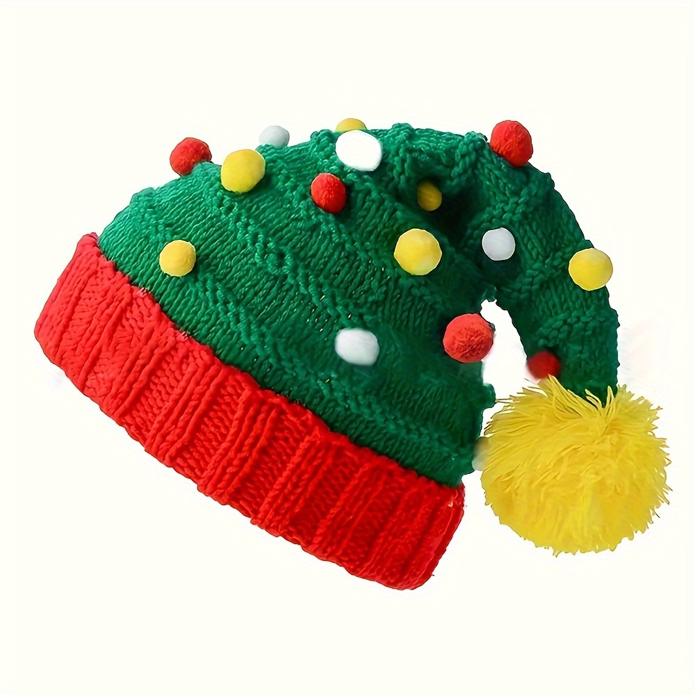 

Christmas Tree Knitted Beanie Hat With – 100% Acrylic Yarn, , Lightweight, Hand Washable – Holiday Cap For Casual Wear