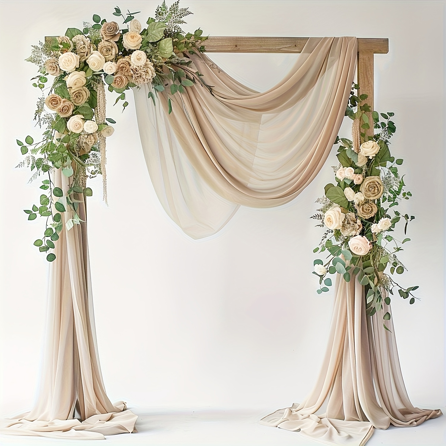 E-shop 2 Stück Hochzeitsbogen Drapierstoff - Transparenter Polyester-Hintergrund in Nude/Kaffee-Farben, 29"x10ft für Hochzeitszeremonie,