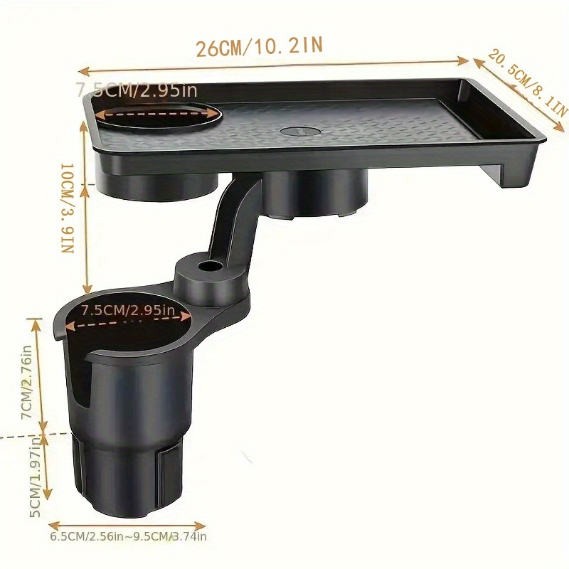 TEMU Car Cup Holder Tray, Adjustable Car Tray Table, 360-degree Swivel Arm Car Tray, Car Food Table With Phone Holder And Drink Cup Holder,