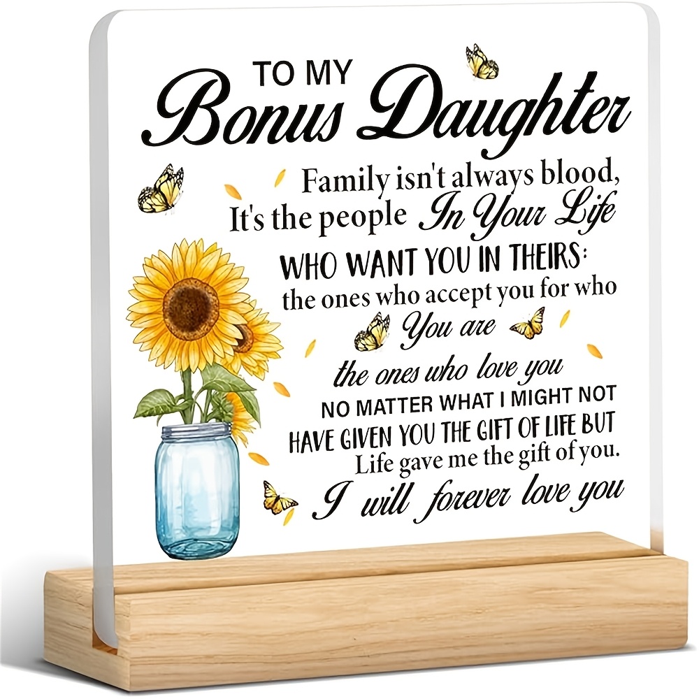 

1pc Acrylic Desk Sign For Daughter - Inspirational Keepsake From Stepmom/stepdad, Birthday, Christmas, Graduation - Indoor Use, No Electricity Needed, Gift For Stepdaughter