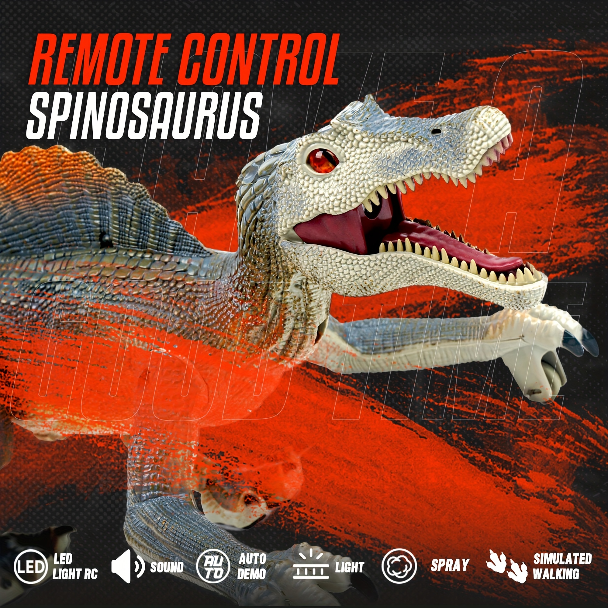 Interactive Jurassic Robot - Spinosaurus RC Toy With Spray, Premium Quality With LED Lights, For Boys 3+ Years