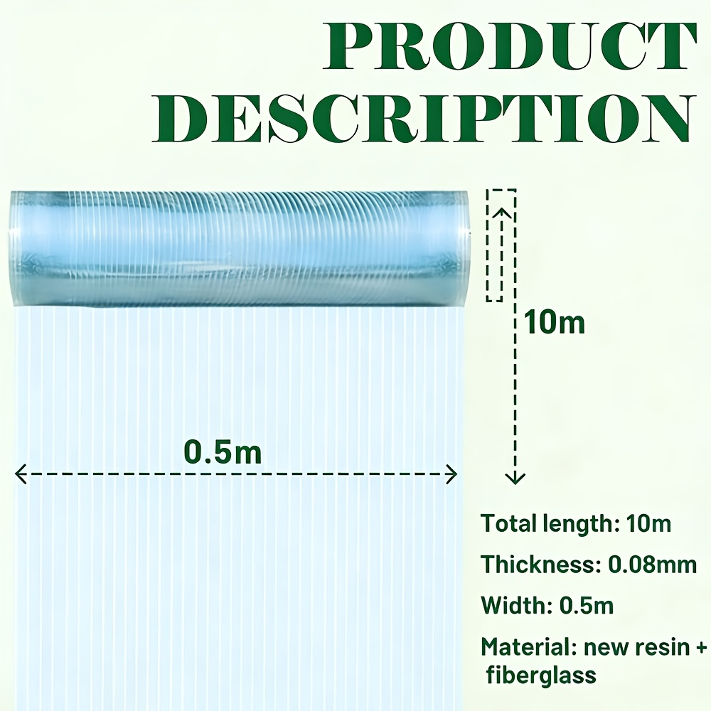 Polycarbonate Sheet Diy Uv Resistant Polycarbonate Greenhouse Panels, Insulated Transparent Polycarbonate Roof Panel Roll For Roof Farming Gardening Agriculture Courtyards Canopy, Thickness: 0.8mm