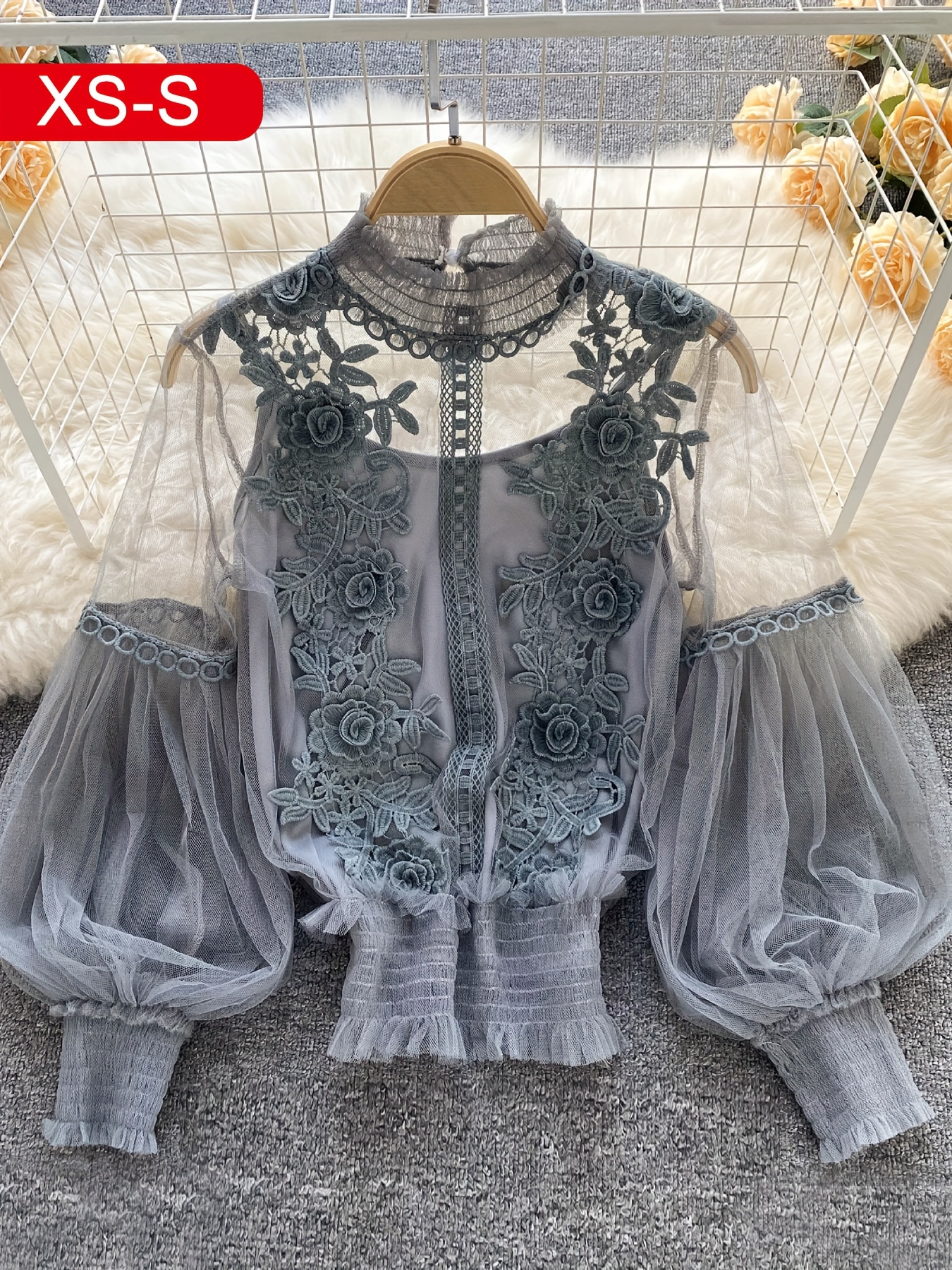 トップス theredthread S framed lace tops gray theredthered S framed lace tops gray THEREDTHREAD / ザレッド