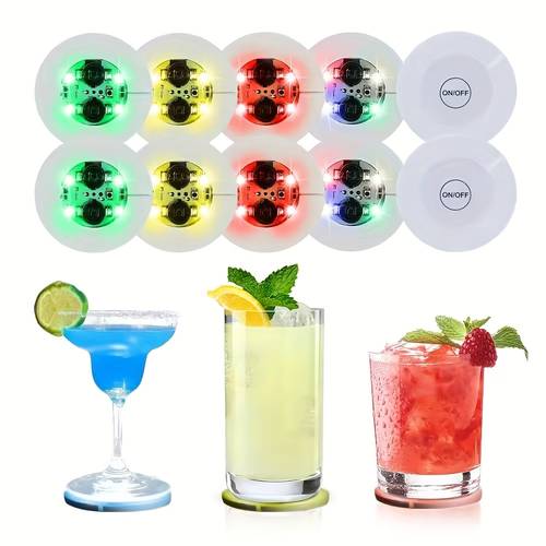 6/12/24 LED Coasters, Glowing Coasters, LED Bottle Lights, Bottle Illuminators, LED Sticker Coasters Light Suitable for Wine Bottles, Clubs, Parties, Weddings, Bar Decorations