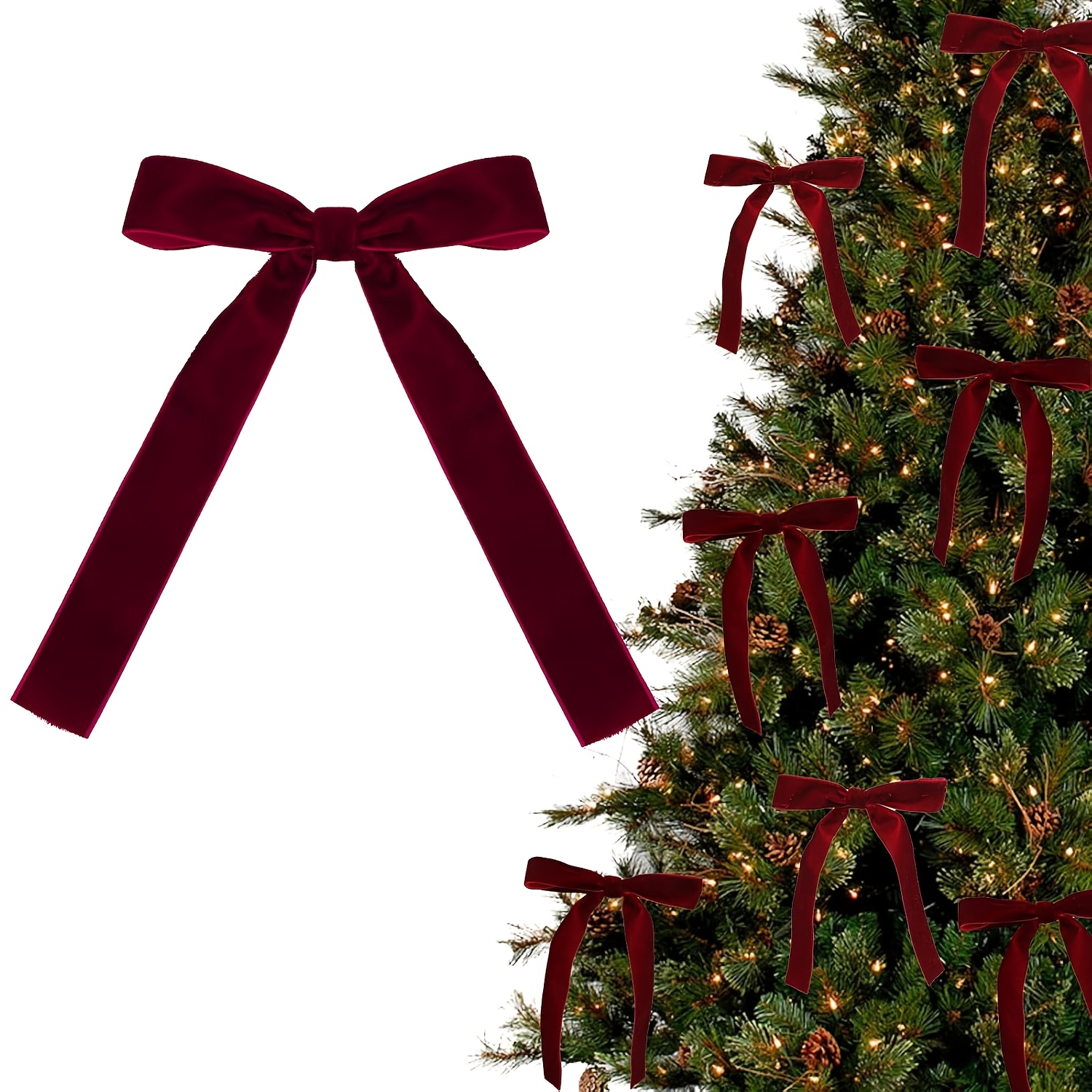 48pcs burgundy velvet christmas bows elegant holiday decoration for wreaths christmas trees gift wrapping thanksgiving new year