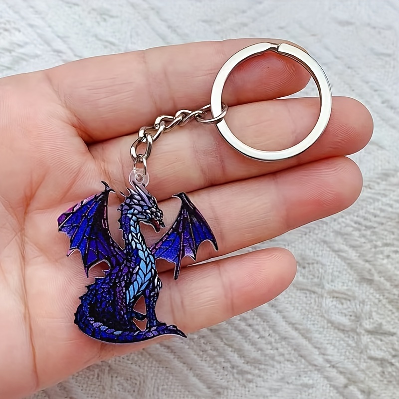 

Chic Dragon Cartoon Acrylic Keychain - Fashionable Animal-themed Key Ring With Alloy Clasp, Backpacks & Gifts