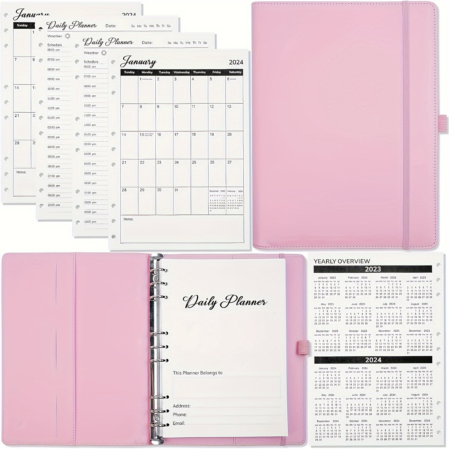 

2024 Daily Planner Undated 8.5" X 11", B5 Size To Do List Hourly Schedules, Weekly And Monthly Planner 2024, Time Management And Hit Your Goals, Leather Day Organizer Noteboook