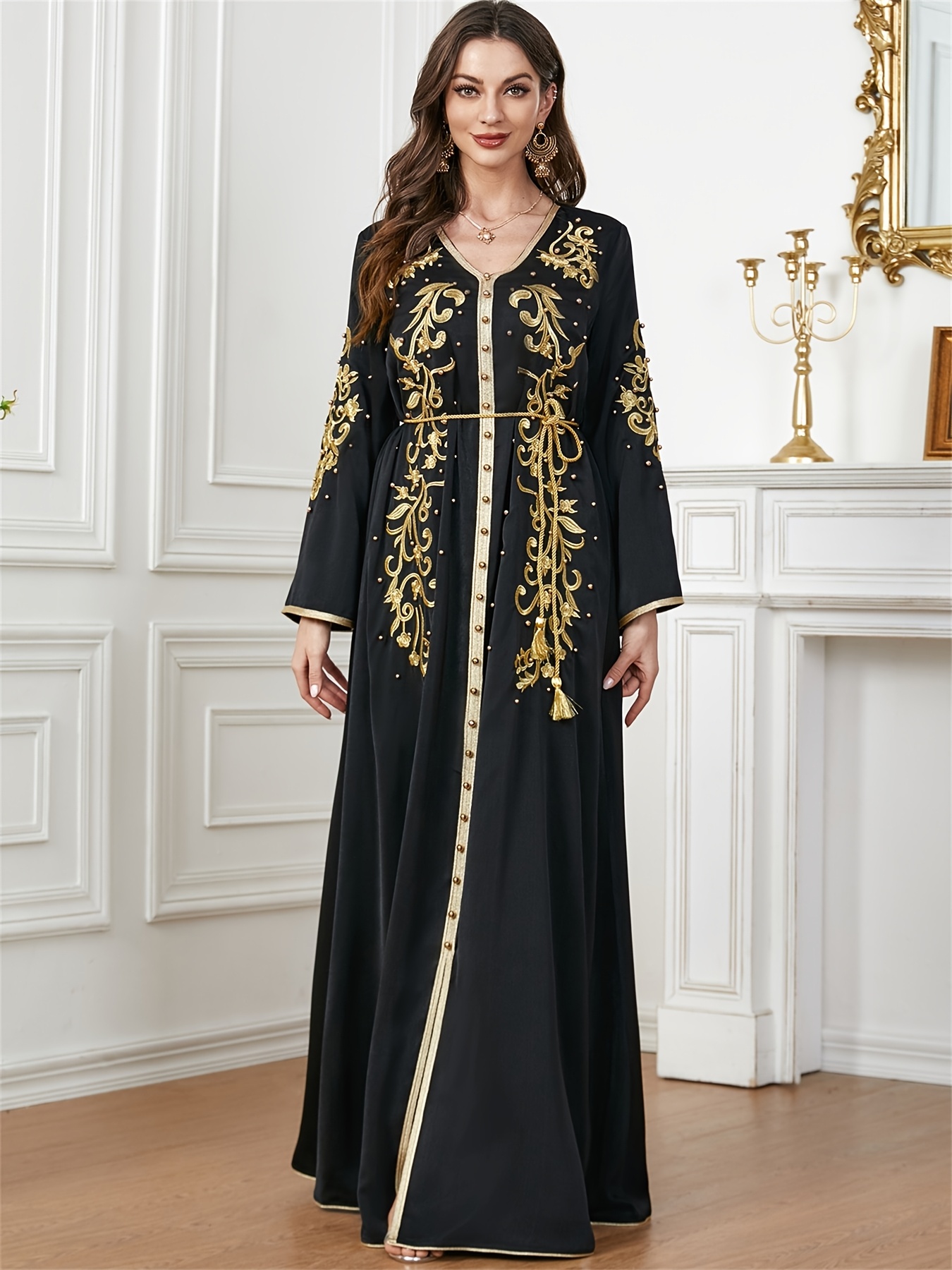 ramadan muslim womens elegant embroidered abaya kaftan dress - Temu United  Arab Emirates