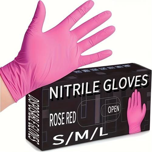 20 50 100pcs pink disposable nitrile gloves waterproof lightweight suitable for household cleaning pet grooming hair dyeing multi size versatile cleaning gloves stylish cleaning gloves