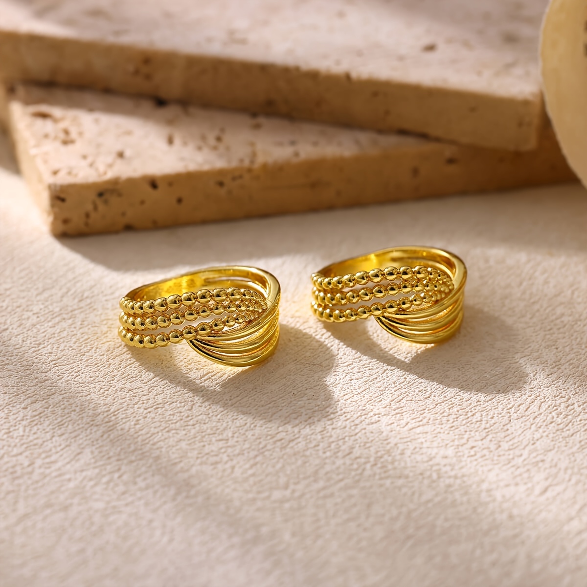Women's Multi-Layered Interwoven Punk Style Wide-Faced Ring