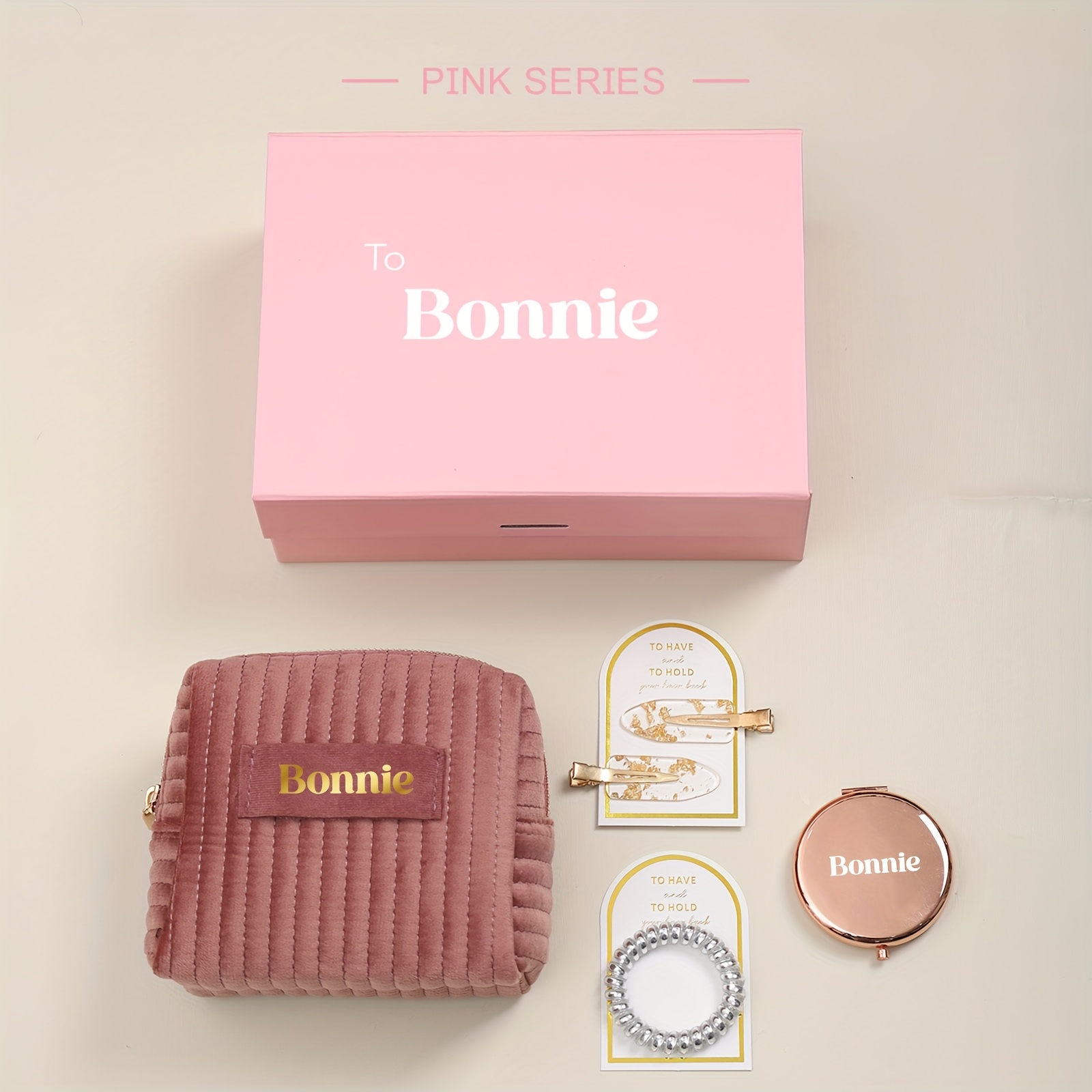 TEMU de Regalo Personalizada con Texto//Mensaje - Elegante de Tela de Lujo en Beige y Dorado con de Cinta y Etiqueta - Empaque para , , Damas de