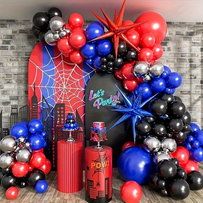 

Superhero Theme Kit With Starburst Aluminum Foil Balloons - Mixed For Birthday, Bar Mitzvah, Parties - Includes Curling Ribbon, Suitable 14+, 1 Set For Indoor & Outdoor Decor