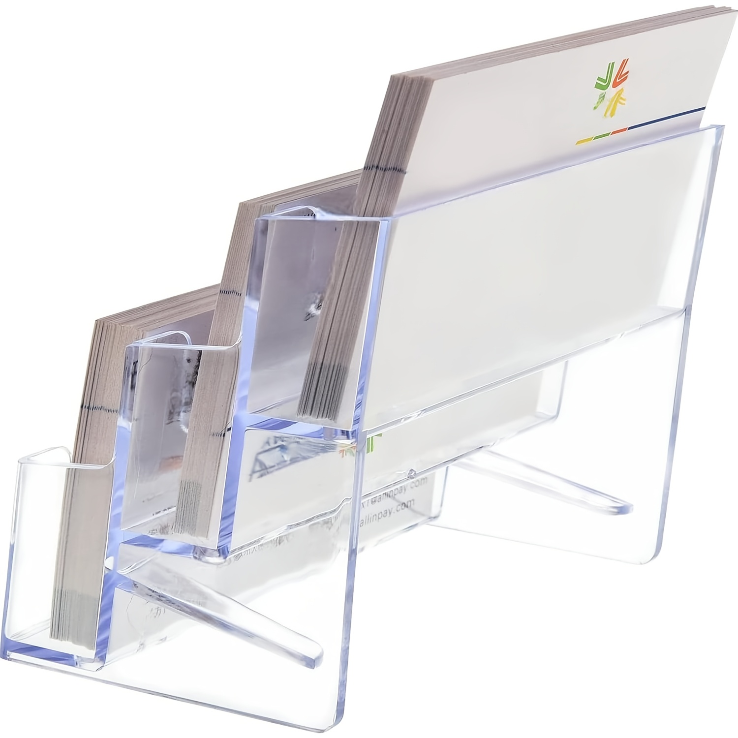 TEMU Porte-cartes de visite transparent en acrylique à 3 couches, peut contenir 180 cartes de visite, porte-cartes de visite de bureau, convient pour