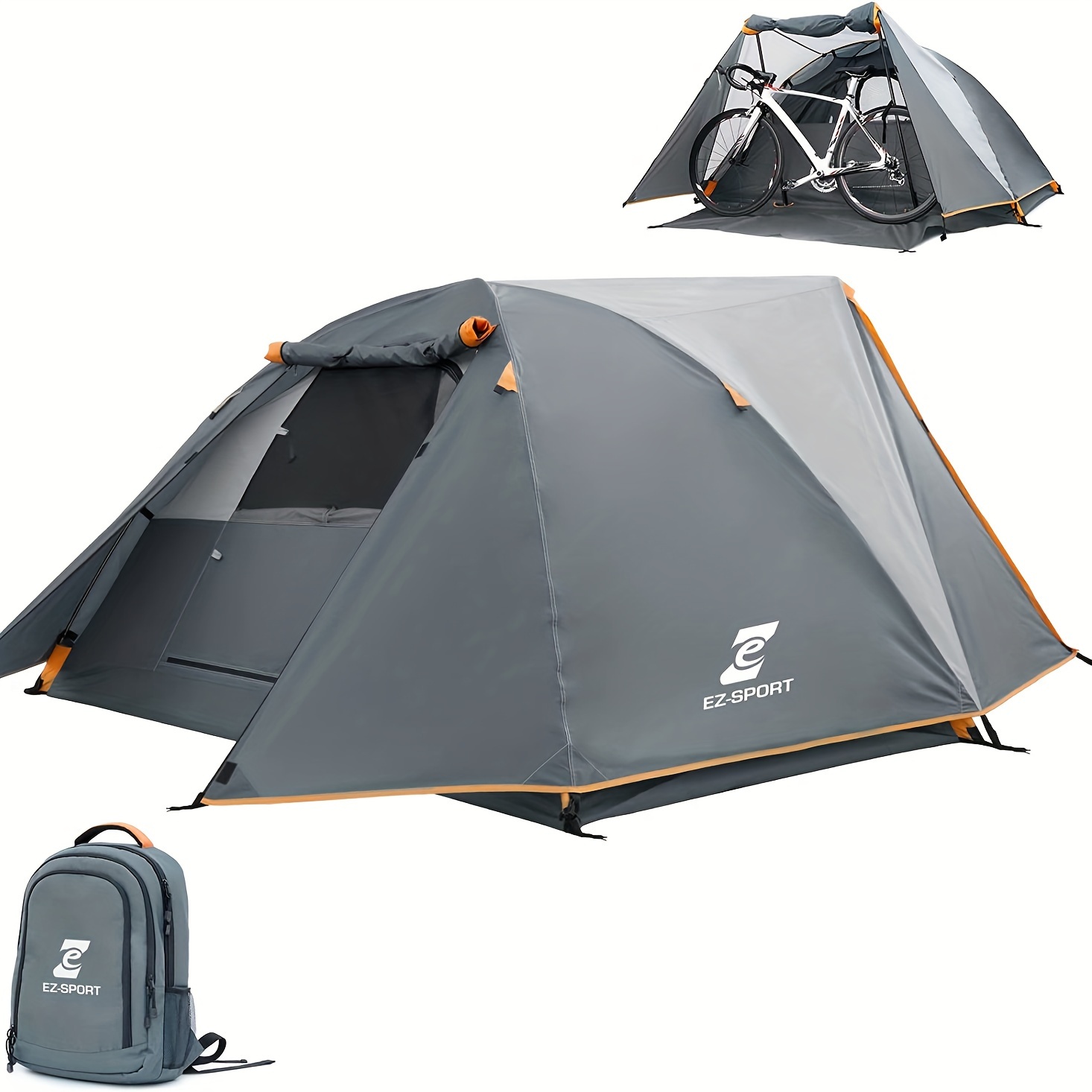 

Camping Tent For 2 Person, Aluminum Poles Tent With Bike Shed And Rainfly - Portable Dome Tents For Camping