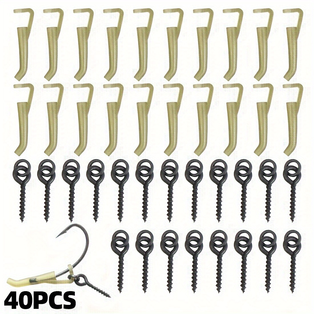 Image of 40pcs Bag Of Fishing Gear Supplies European Fishing Components Black Screw And Swivel Carp Fishing Additions Line Protection