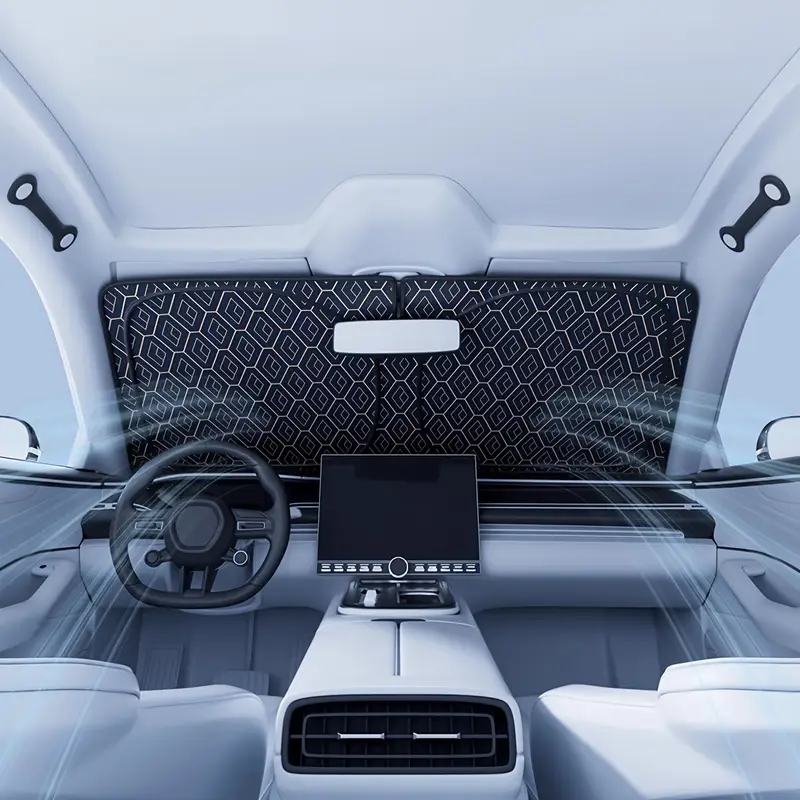 portable car windshield sun shade rhombus lattice 3 layer thickened titanium silvery coating uv sun protection extended edge no light leakage design car interior from uv damage fits most vehicles summer supplies Product details 2