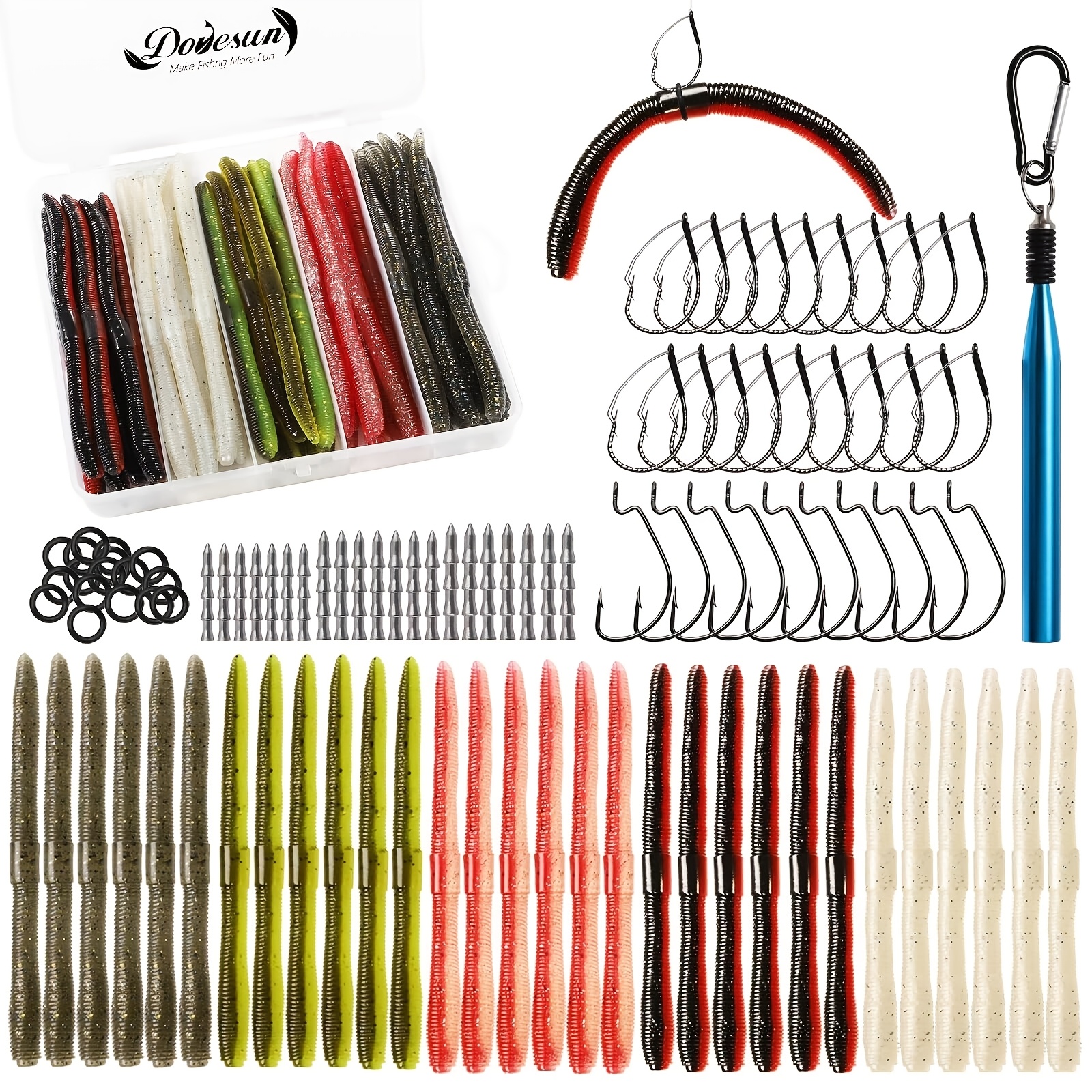 

Best Fishing Lure Set & With A Free Tackle Box - To Send Father, Son, Husband, , Boyfriend.133pcs Fishing Lure Kit, Soft Lures, Baits Hook Wacky Rig Bass Trout Fishing Worms Lures W/tackle Box