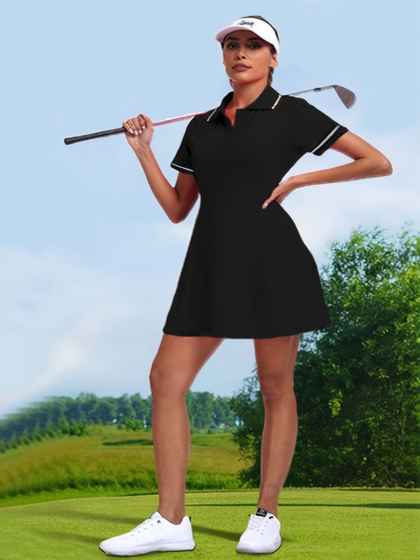 navy blue dress for baby girl RLX Golf Color-Blocked Short Sleeve A-Line Polo Dress main image 1
