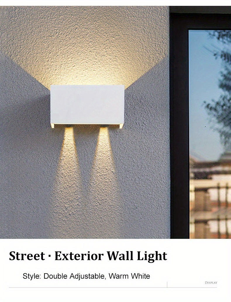 LED Double-Head Wall Light, Black, Outdoor Lighting Wall Sconce, Outdoor Wall Lamp, COB Light Source + Body, 3000K Warm White Outdoor Light Fixture, Up and Down Adjustable Wall Light, Dimmable Beam for Balcony, Courtyard, Corridor, Exterior Wall