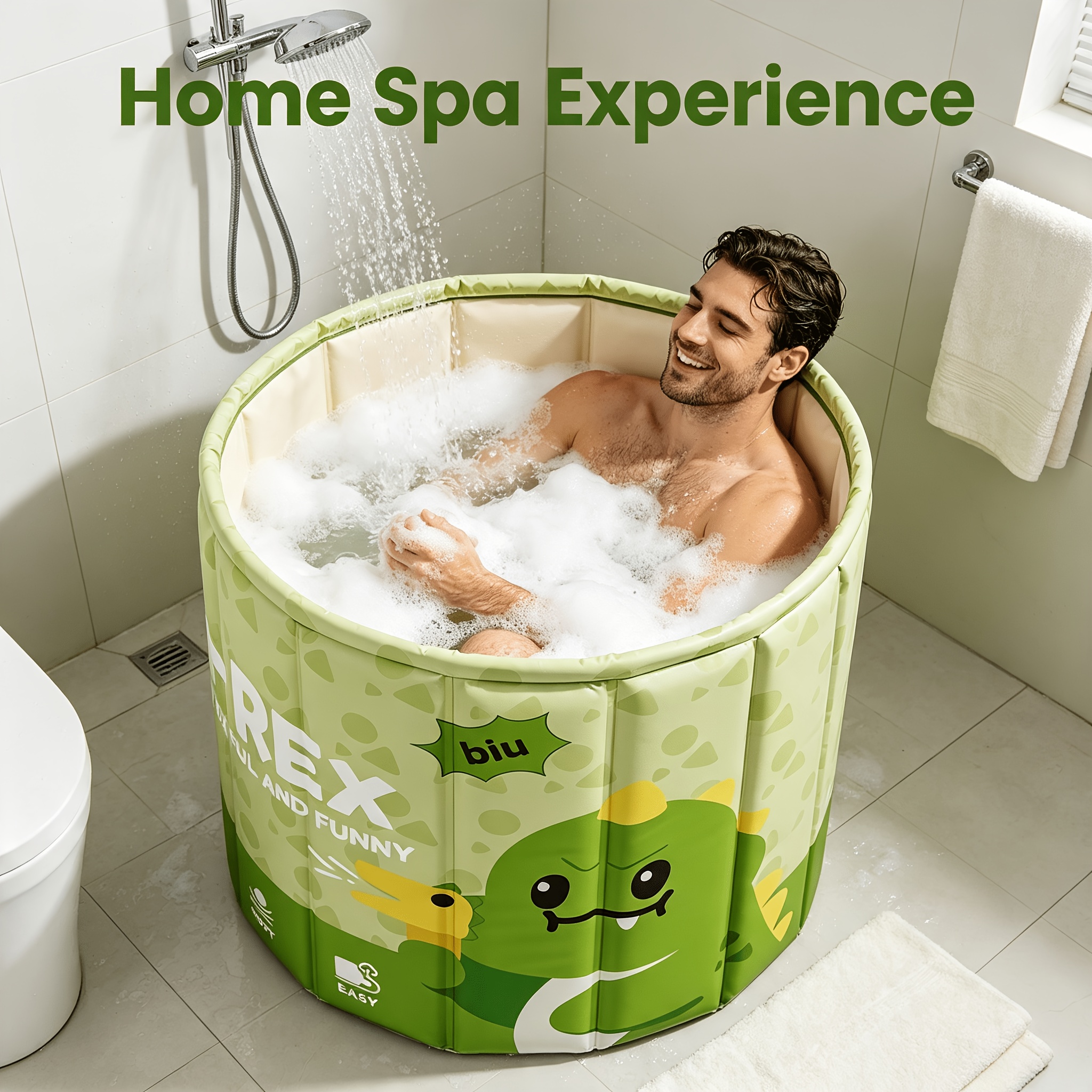 Foldable Thickened Dinosaur Pattern Soaking Bathtub